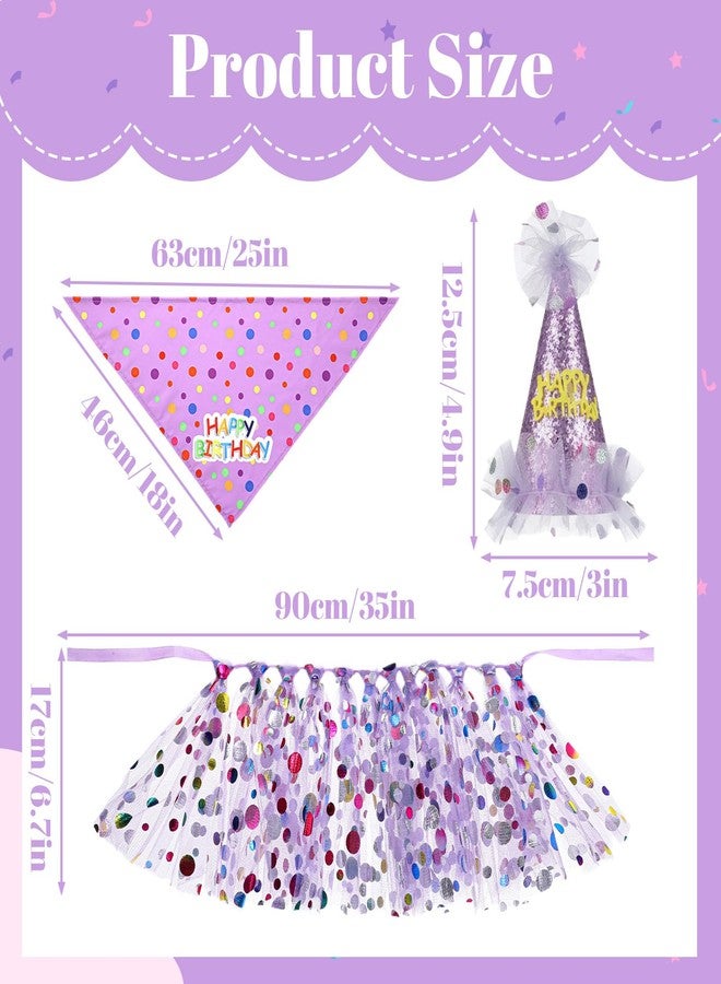 Yuanchu Dog Birthday Bandana with Hat and Dress Girl Set, Cute Puppy Birthday Party Supplies Adjustable Tutu Skirt Outfit, Party Supplies for Small Medium Dogs - Image 3